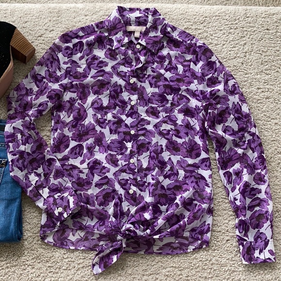 Banana Republic Tie Front Floral Blouse - Picture 2 of 6